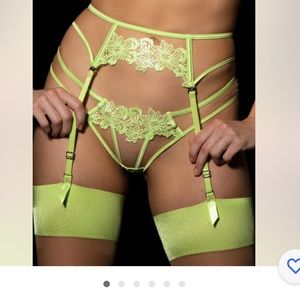 Honey Birdette Lime Green Suspender Garter NWT size S